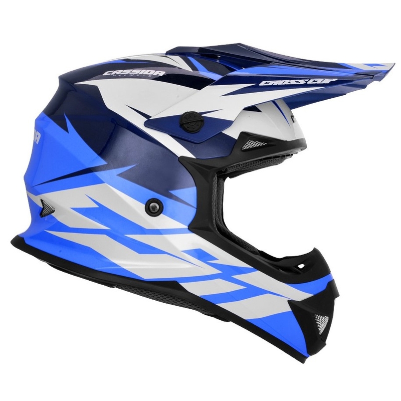 Motocrossowy kask Cassida Cross Cup Two czarno-biało-niebieski