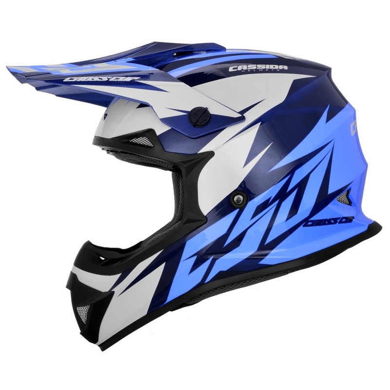 Motocrossowy kask Cassida Cross Cup Two czarno-biało-niebieski