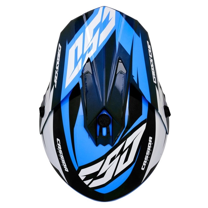 Motocrossowy kask Cassida Cross Cup Two czarno-biało-niebieski