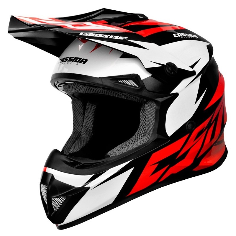 Motocrossowy kask Cassida Cross Cup Two czarno-biało-czerwony