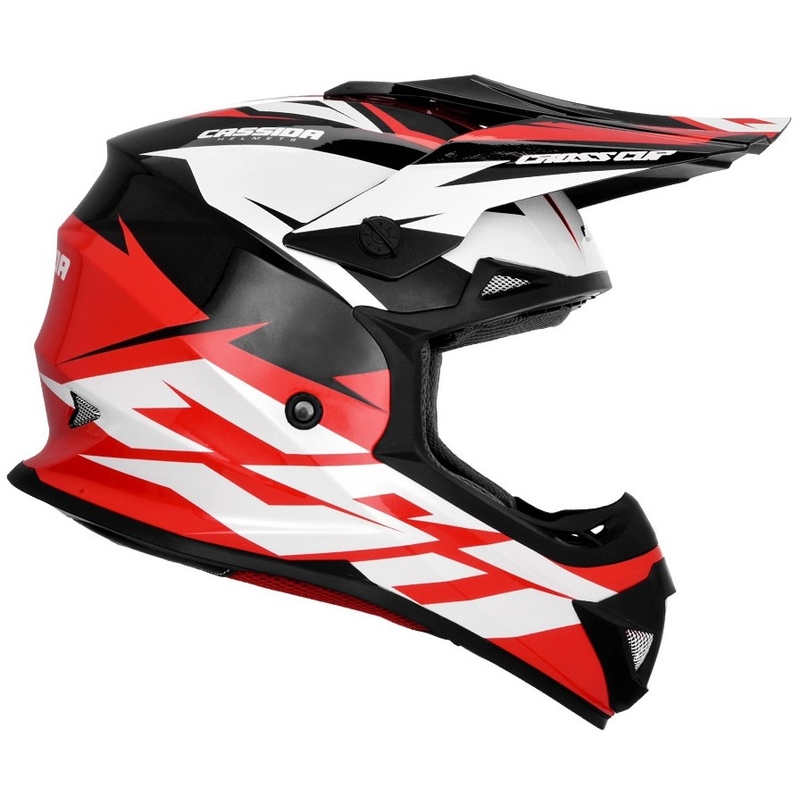 Motocrossowy kask Cassida Cross Cup Two czarno-biało-czerwony