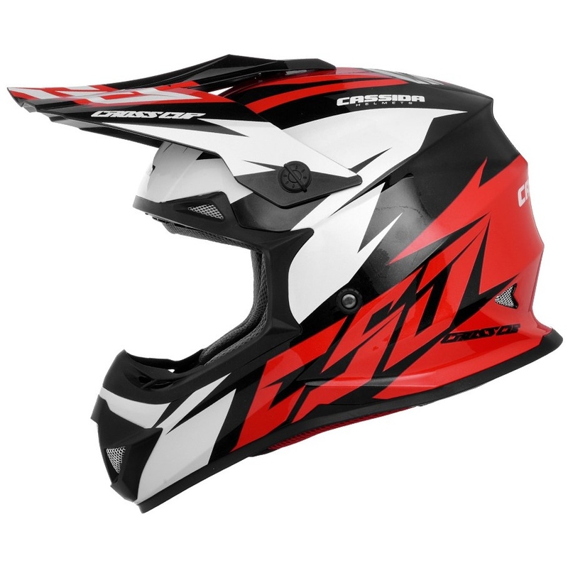 Motocrossowy kask Cassida Cross Cup Two czarno-biało-czerwony