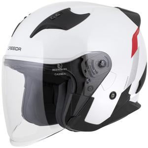 Kask motocyklowy Cassida Reflex 2.0 Safety otwarty biało-czerwono-szaro-srebrny odblaskowy
