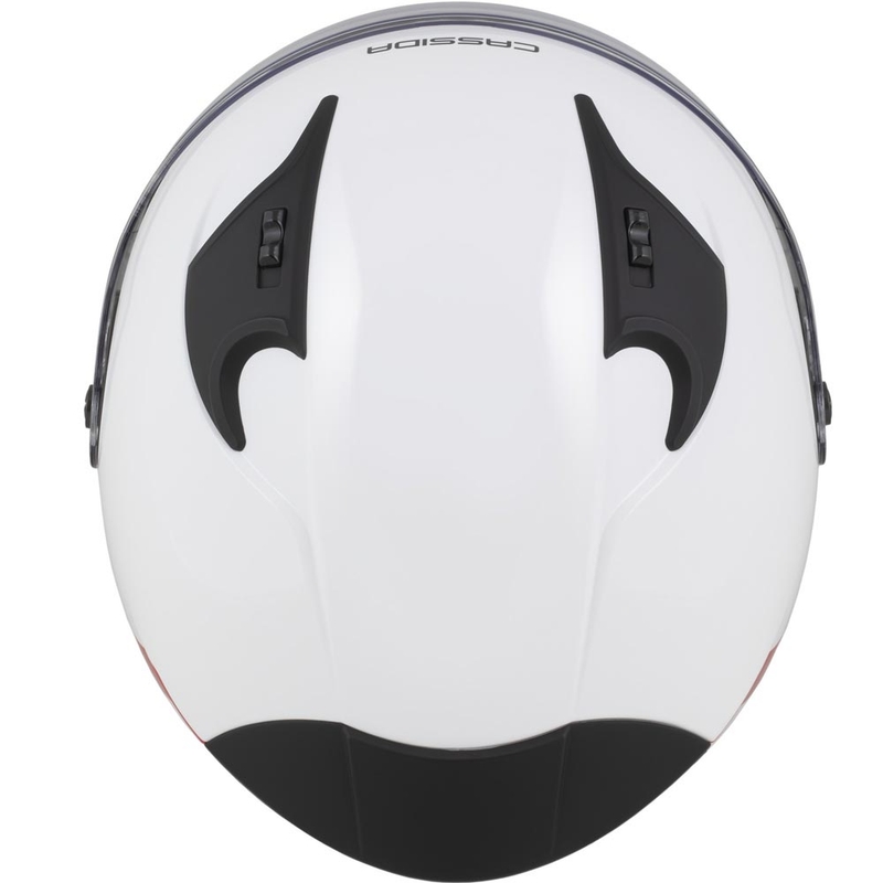 Kask motocyklowy Cassida Reflex 2.0 Safety otwarty biało-czerwono-szaro-srebrny odblaskowy