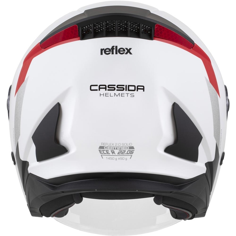 Kask motocyklowy Cassida Reflex 2.0 Safety otwarty biało-czerwono-szaro-srebrny odblaskowy