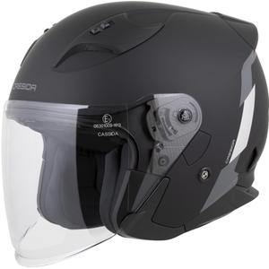 Kask motocyklowy Cassida Reflex 2.0 Safety Open Face, matowy, czarno-szary, odblaskowy, srebrny