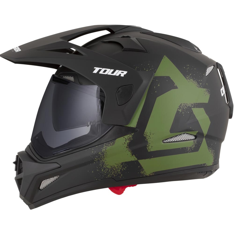 Kask motocyklowy enduro Cassida Tour 2.0 Crew matowy czarno-ciemnozielony