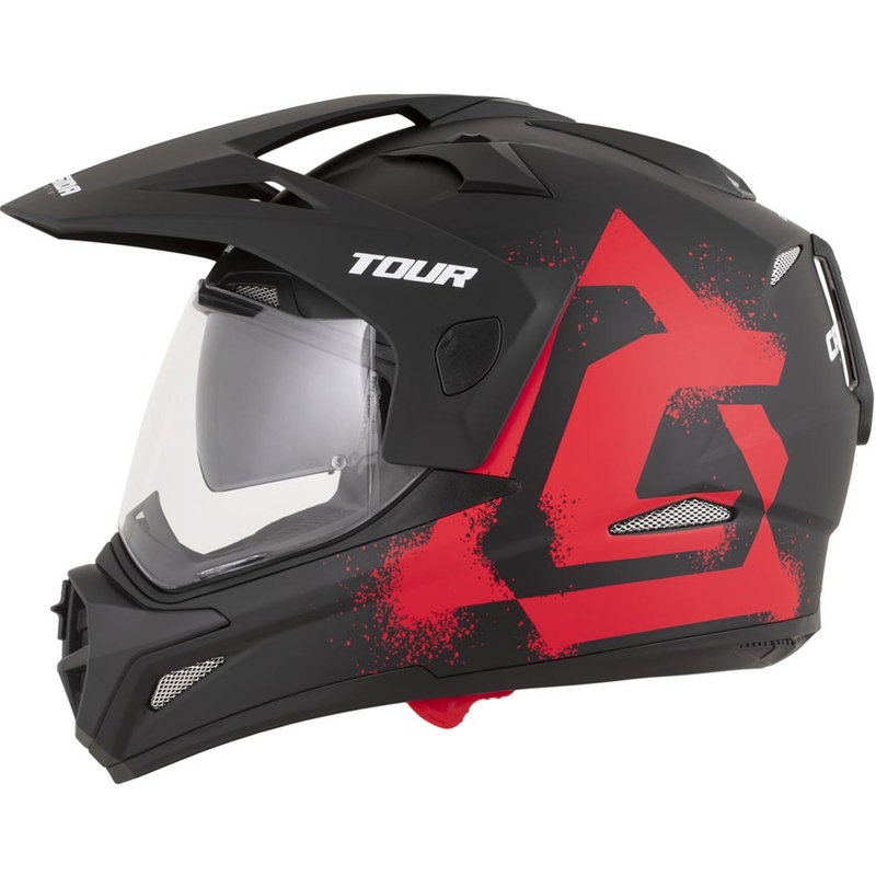 Kask motocyklowy enduro Cassida Tour 2.0 Crew matowy czarno-czerwony