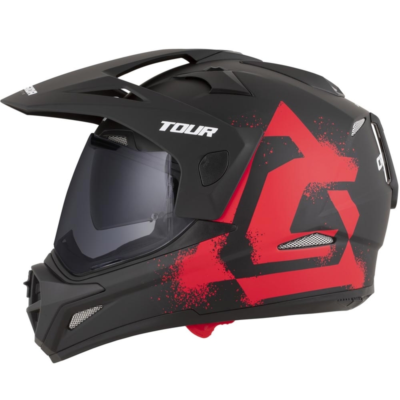 Kask motocyklowy enduro Cassida Tour 2.0 Crew matowy czarno-czerwony