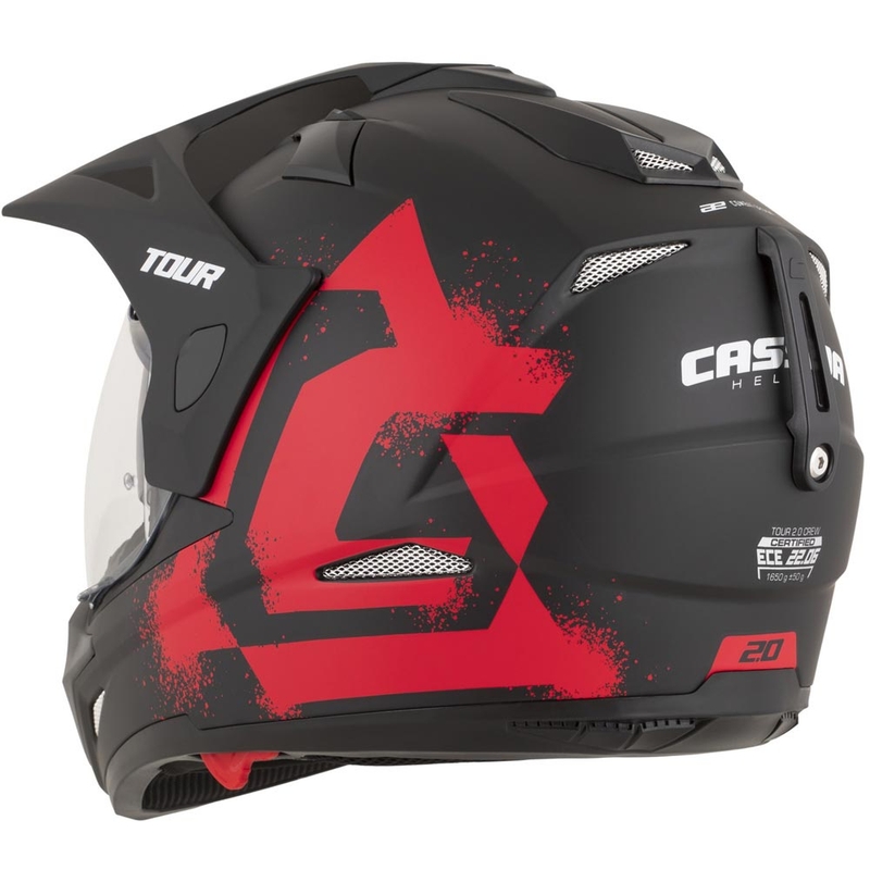 Kask motocyklowy enduro Cassida Tour 2.0 Crew matowy czarno-czerwony