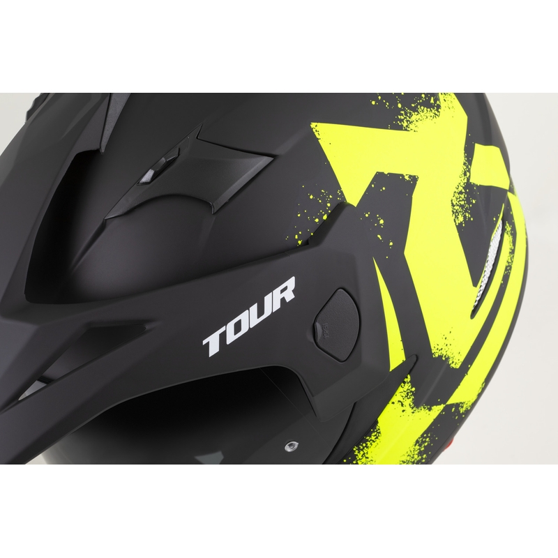 Kask motocyklowy enduro Cassida Tour 2.0 Crew matowy czarno-fluo żółty