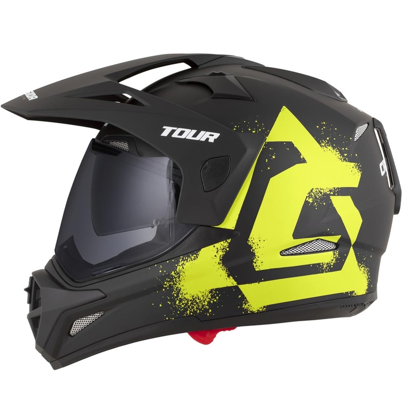 Kask motocyklowy enduro Cassida Tour 2.0 Crew matowy czarno-fluo żółty