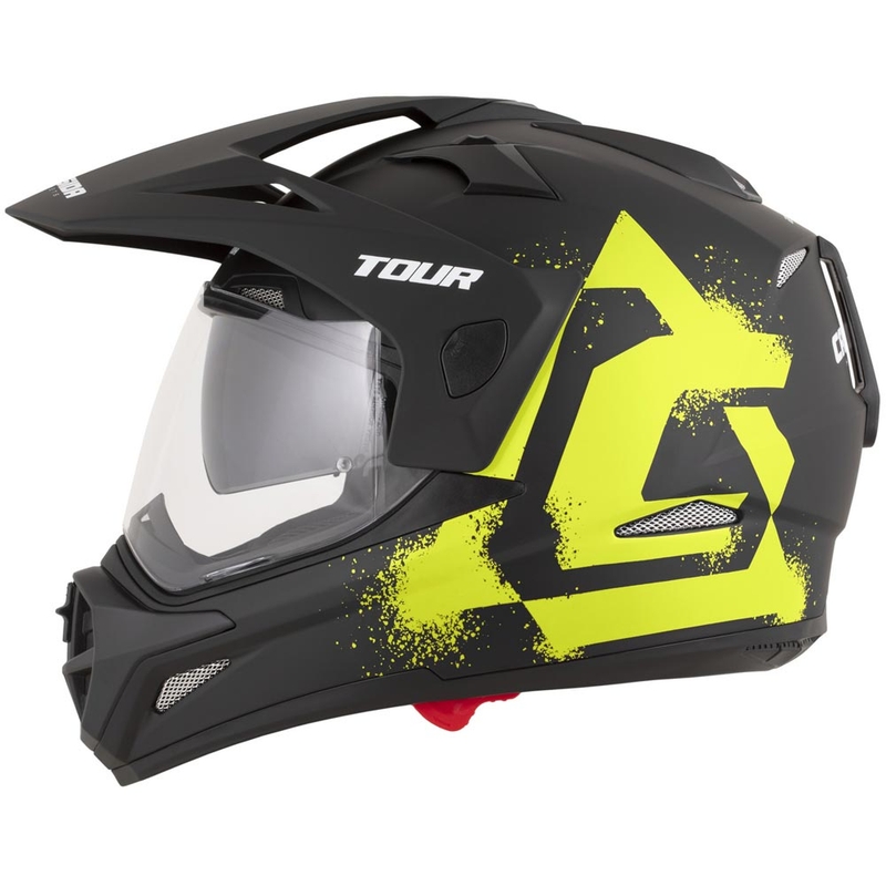 Kask motocyklowy enduro Cassida Tour 2.0 Crew matowy czarno-fluo żółty