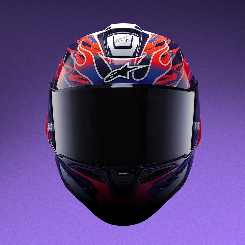 Kask motocyklowy integralny Alpinestars Supertech R-10 Flyte Limited Edition Jorge Martin w kolorze fioletowo-czerwonym