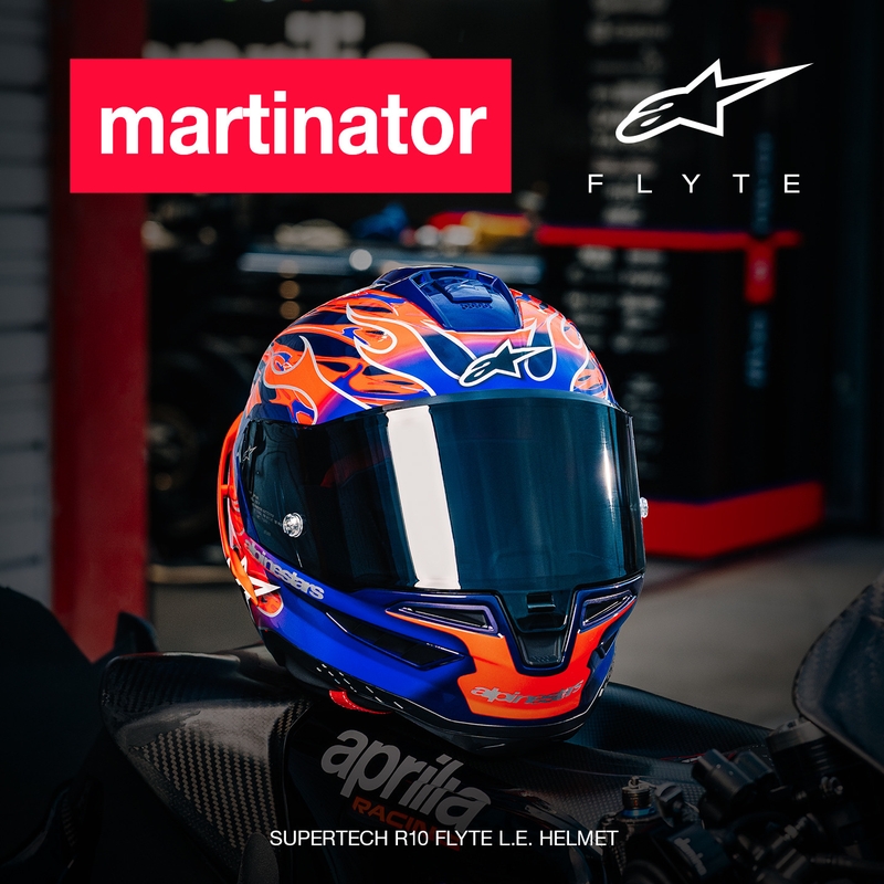 Kask motocyklowy integralny Alpinestars Supertech R-10 Flyte Limited Edition Jorge Martin w kolorze fioletowo-czerwonym