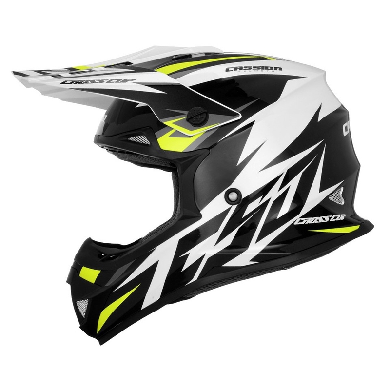 Motocrossowy kask Cassida Cross Cup Two czarno-biało-szaro-fluo żółty