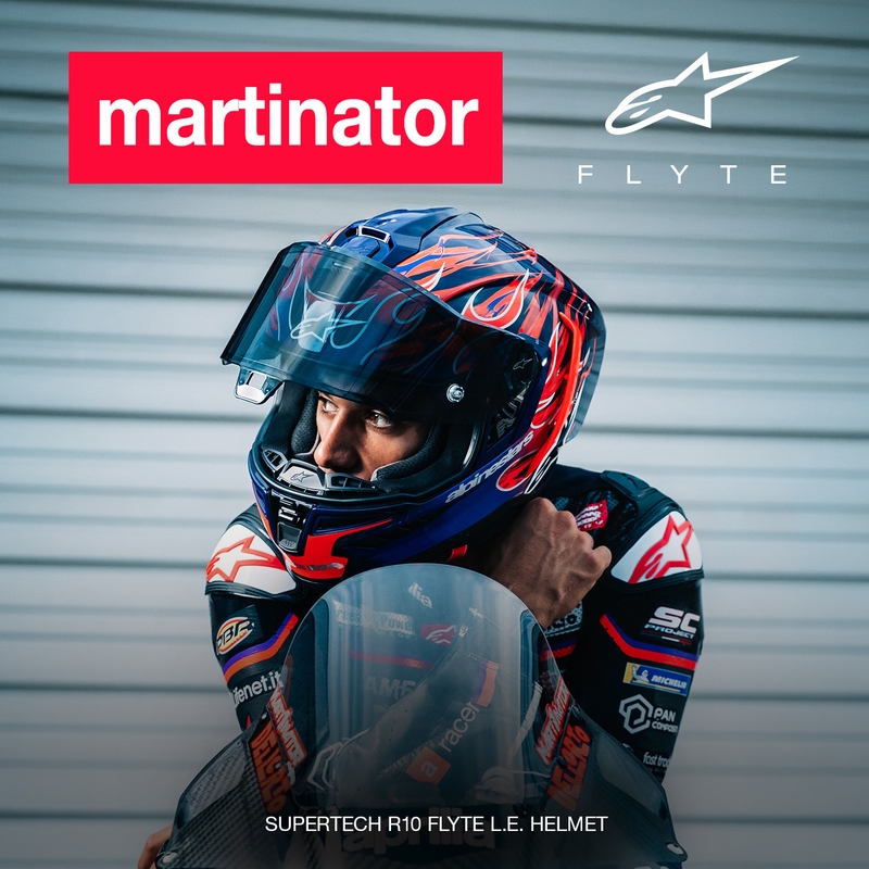 Kask motocyklowy integralny Alpinestars Supertech R-10 Flyte Limited Edition Jorge Martin w kolorze fioletowo-czerwonym