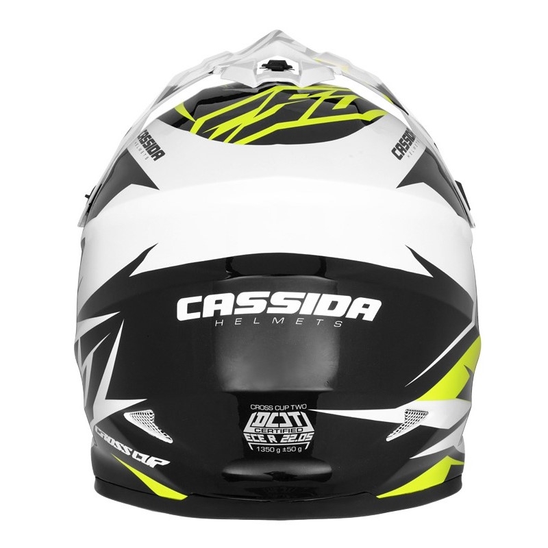 Motocrossowy kask Cassida Cross Cup Two czarno-biało-szaro-fluo żółty