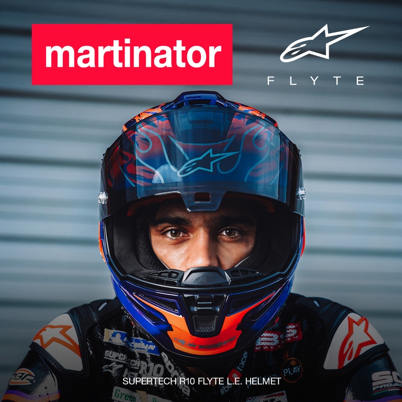 Kask motocyklowy integralny Alpinestars Supertech R-10 Flyte Limited Edition Jorge Martin w kolorze fioletowo-czerwonym