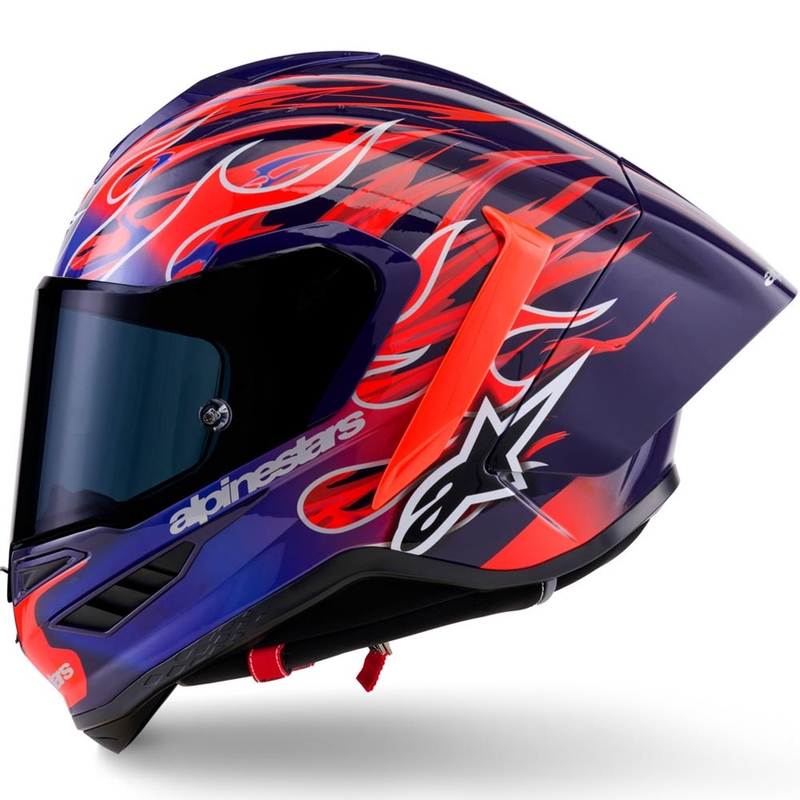 Kask motocyklowy integralny Alpinestars Supertech R-10 Flyte Limited Edition Jorge Martin w kolorze fioletowo-czerwonym