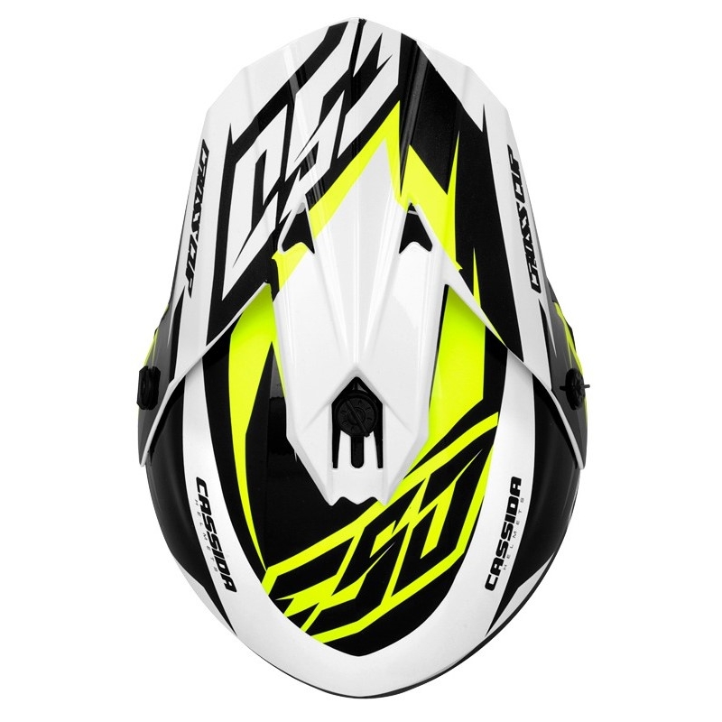 Motocrossowy kask Cassida Cross Cup Two czarno-biało-szaro-fluo żółty