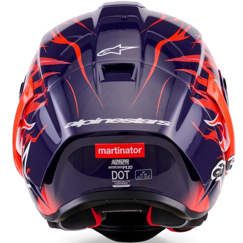 Kask motocyklowy integralny Alpinestars Supertech R-10 Flyte Limited Edition Jorge Martin w kolorze fioletowo-czerwonym