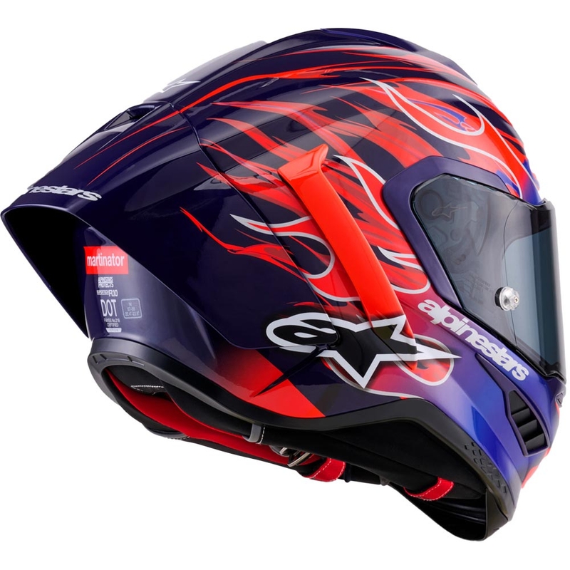 Kask motocyklowy integralny Alpinestars Supertech R-10 Flyte Limited Edition Jorge Martin w kolorze fioletowo-czerwonym
