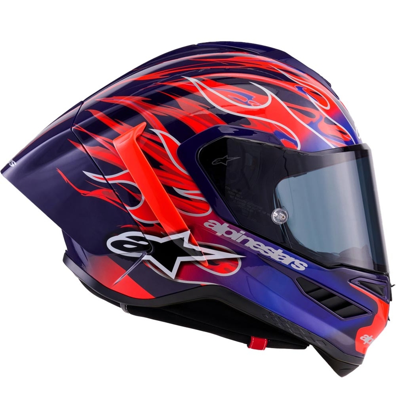 Kask motocyklowy integralny Alpinestars Supertech R-10 Flyte Limited Edition Jorge Martin w kolorze fioletowo-czerwonym