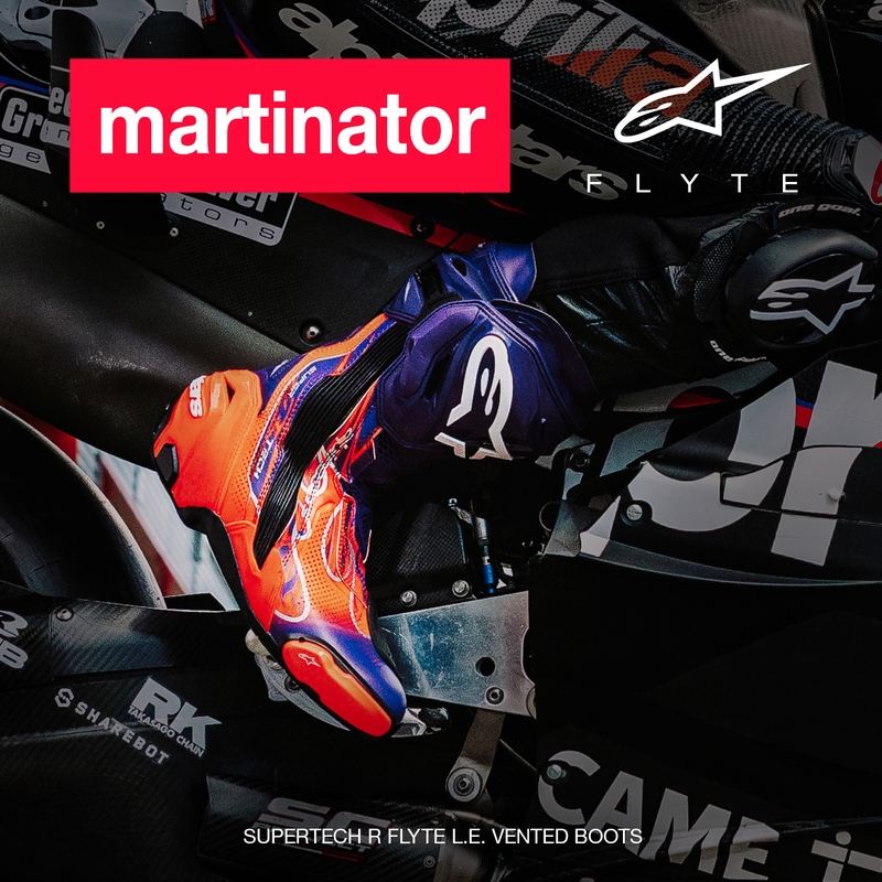 Buty motocyklowe Alpinestars Supertech R Vented Flyte, edycja limitowana, Jorge Martin, fioletowo-czerwono-czarne