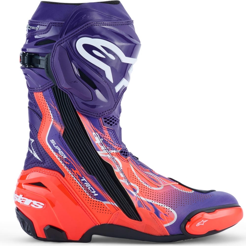 Buty motocyklowe Alpinestars Supertech R Vented Flyte, edycja limitowana, Jorge Martin, fioletowo-czerwono-czarne