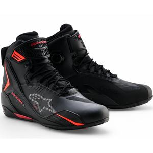 Buty motocyklowe Alpinestars Faster-4 Drystar czarno-fluo-czerwone
