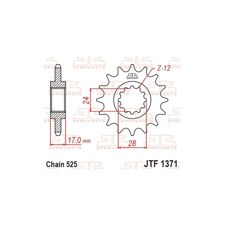 Front sprocket JT 15T, 525 rubber cushioned