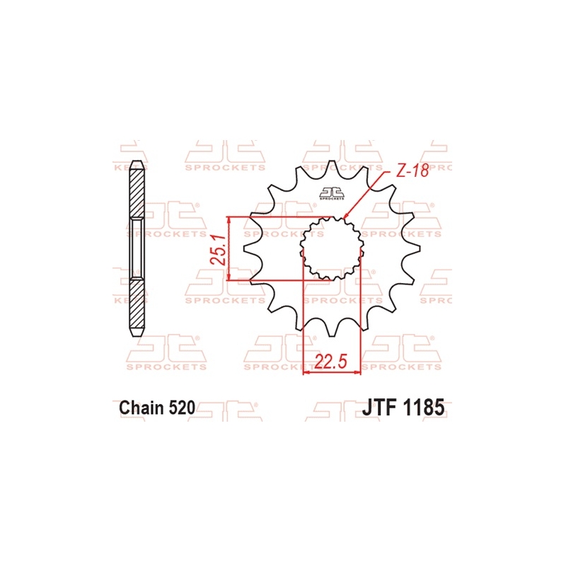 Front sprocket JT 17T, 520 rubber cushioned