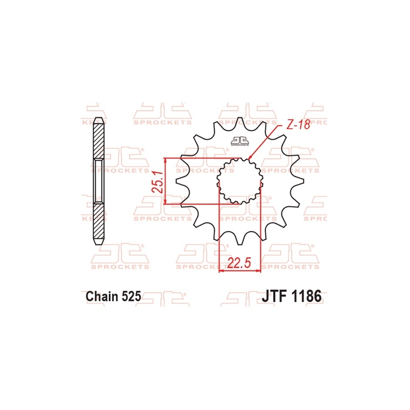 Front sprocket JT 16T, 525 rubber cushioned