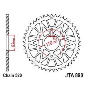 Rear ALU sprocket JT JTA 890-44BLK 44T Black