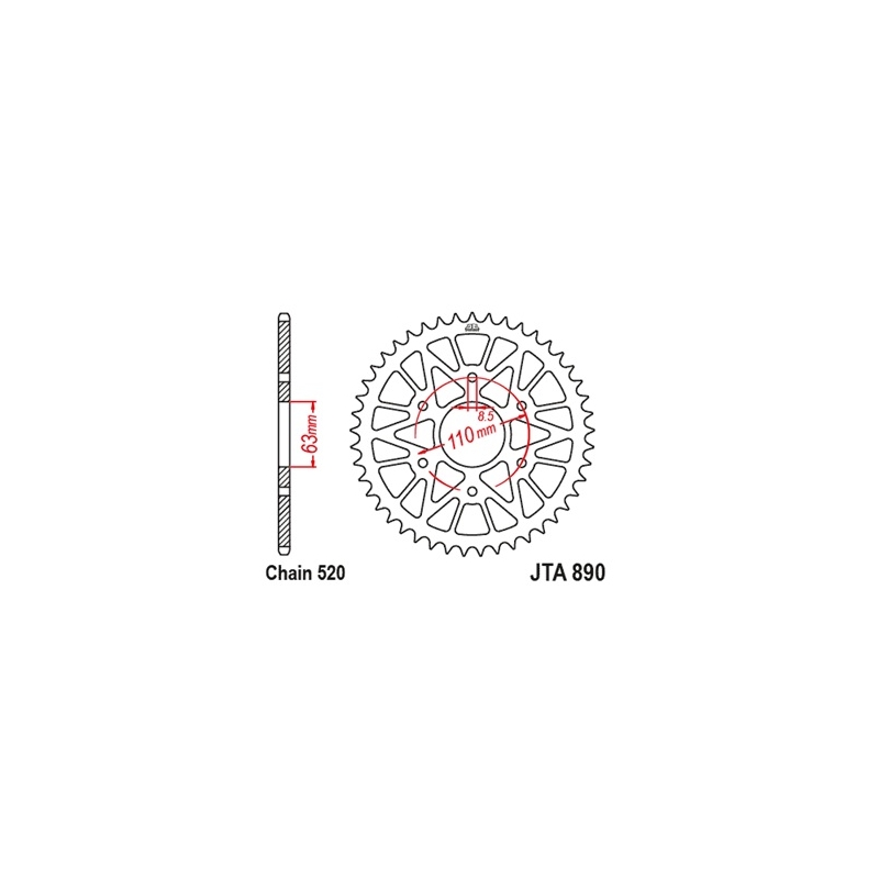 Rear ALU sprocket JT 44T Black