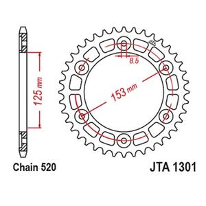 Rear ALU sprocket JT JTA 1301-40BLK 40)T, nt((520 Black