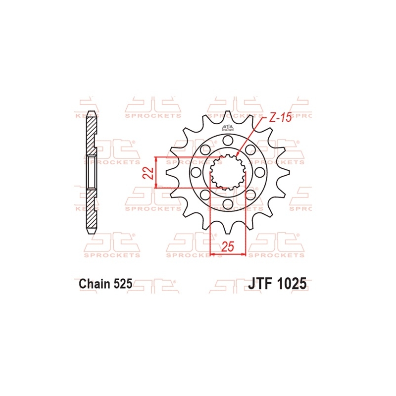 Front sprocket JT 15T, 525