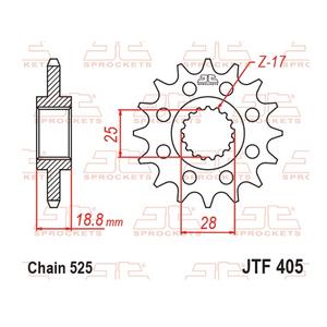 Front sprocket JT JTF 405-19RB 19T, 525 rubber cushioned