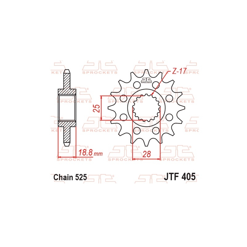 Front sprocket JT 19T, 525 rubber cushioned