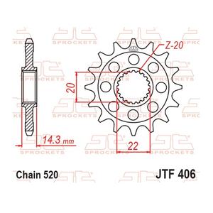 Front sprocket JT JTF 406-16RB 16T, 520 rubber cushioned