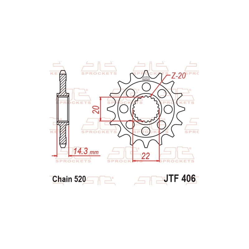 Front sprocket JT 16T, 520 rubber cushioned