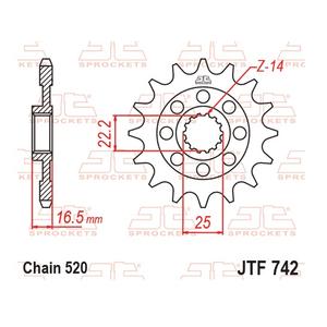 Front sprocket JT JTF 742-15RB 15T, 520 rubber cushioned