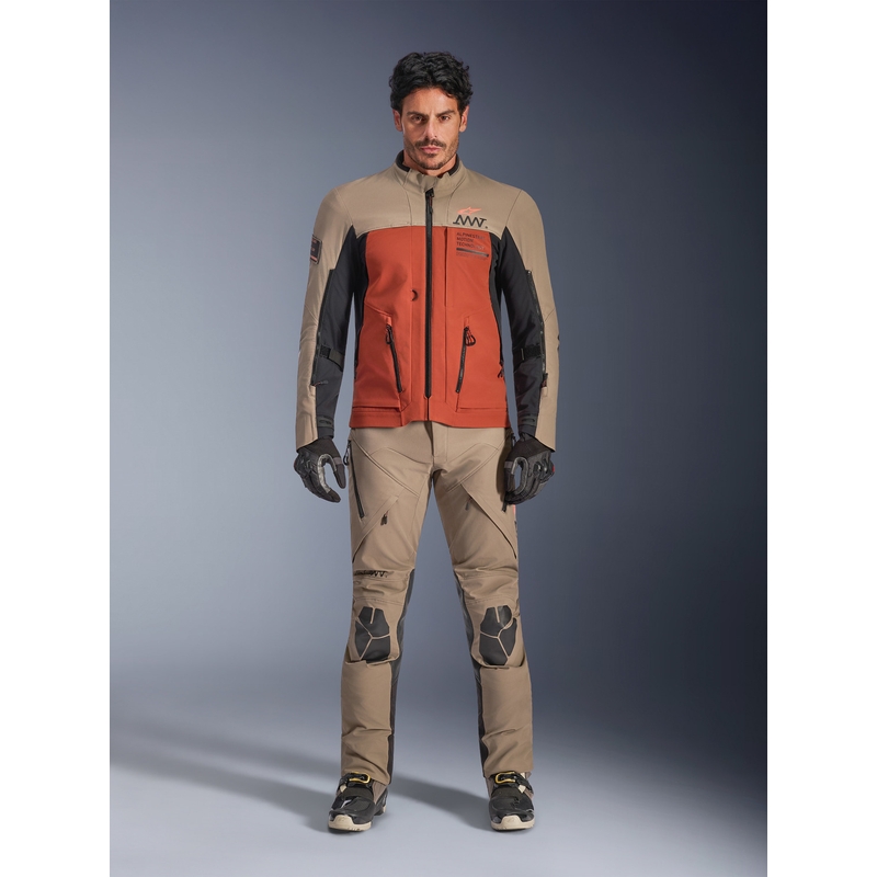 Kurtka motocyklowa Alpinestars AMT-8 Stretch Drystar XF brązowo-pomarańczowo-czarna