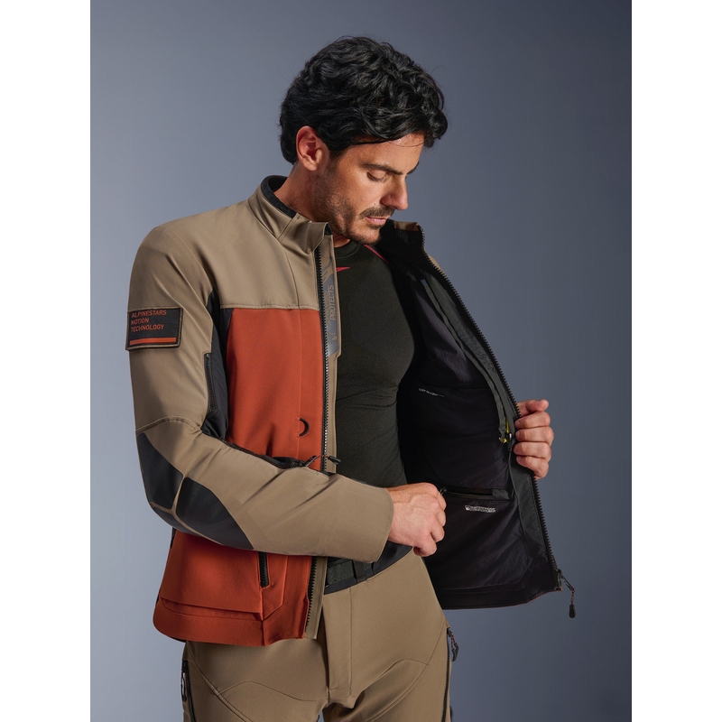 Kurtka motocyklowa Alpinestars AMT-8 Stretch Drystar XF brązowo-pomarańczowo-czarna