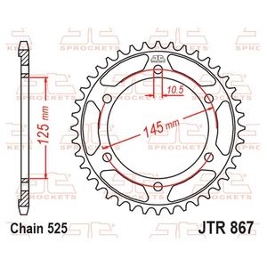 Rear sprocket JT JTR 867-43 43T, 525