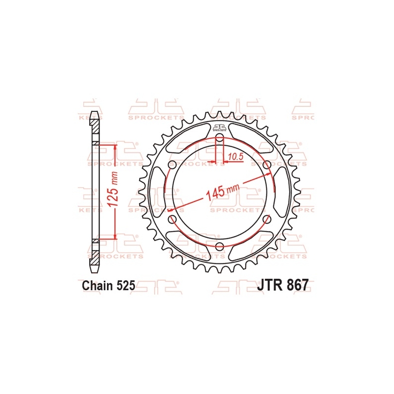 Rear sprocket JT 44T, 525