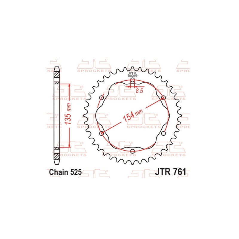 Rear sprocket JT 43T, 525