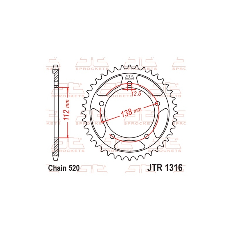 Rear sprocket JT 43T, 520
