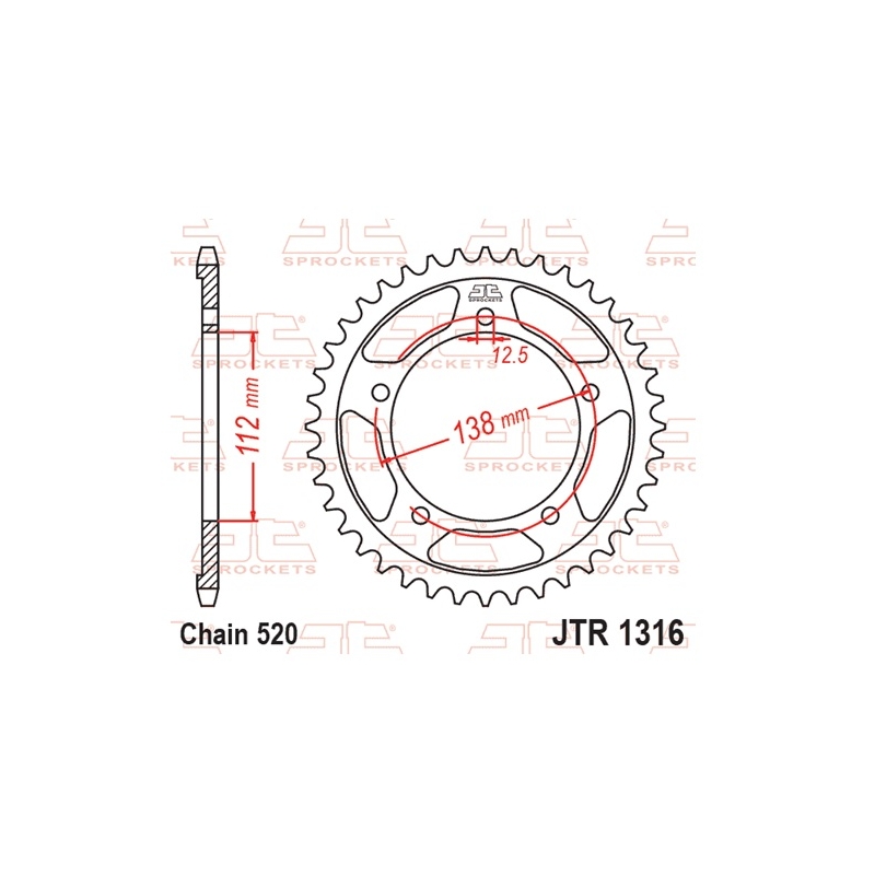 Rear sprocket JT 38T, 520